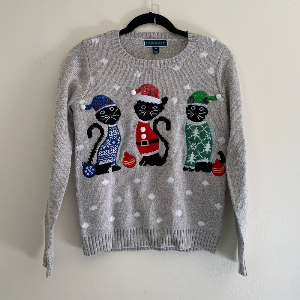Karen Scott Cat Christmas Sweater